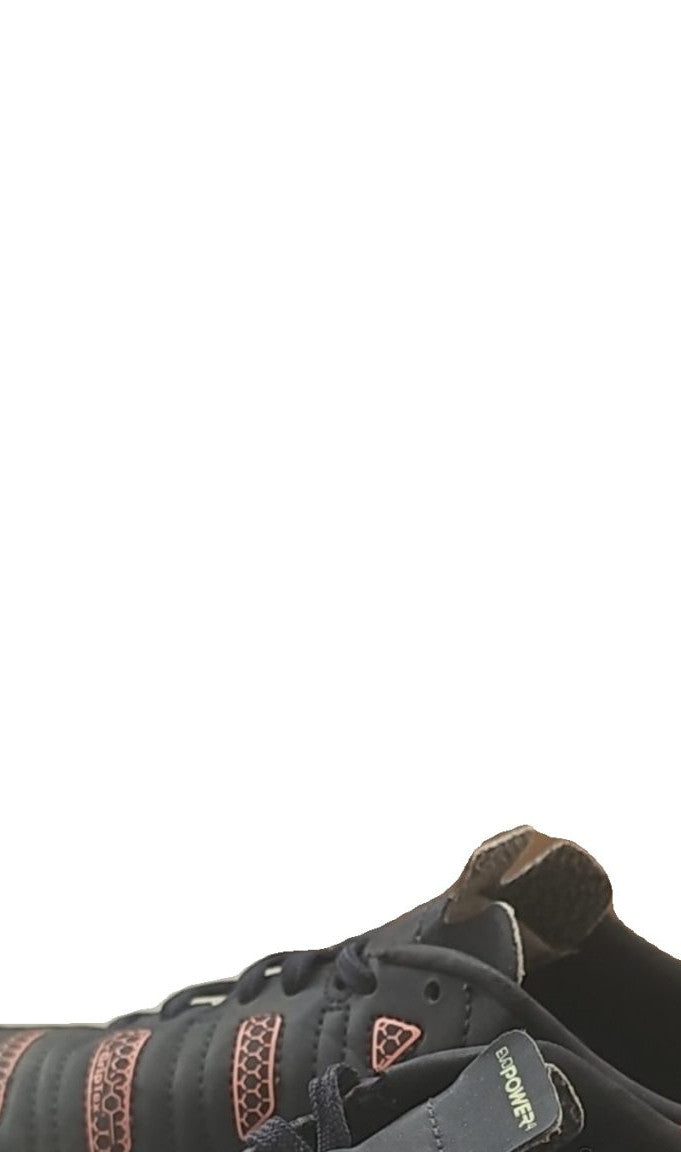Puma black and red football boots with white formstripe, showing scuffing and wear.