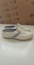 Camel Active grey and white leather slip-on shoes with perforated details and logo.